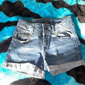 Cuffed jean shorts
